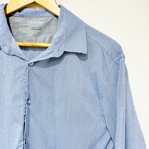 CALVIN KLEIN Patterned blue shirt - Picture 4 of 8